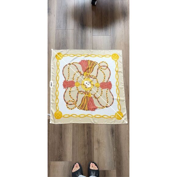 CELINE Scarf Circle Logo Rope Large Beige Gold - Picture 5 of 7